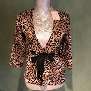 Leopard Cardigan with Tie